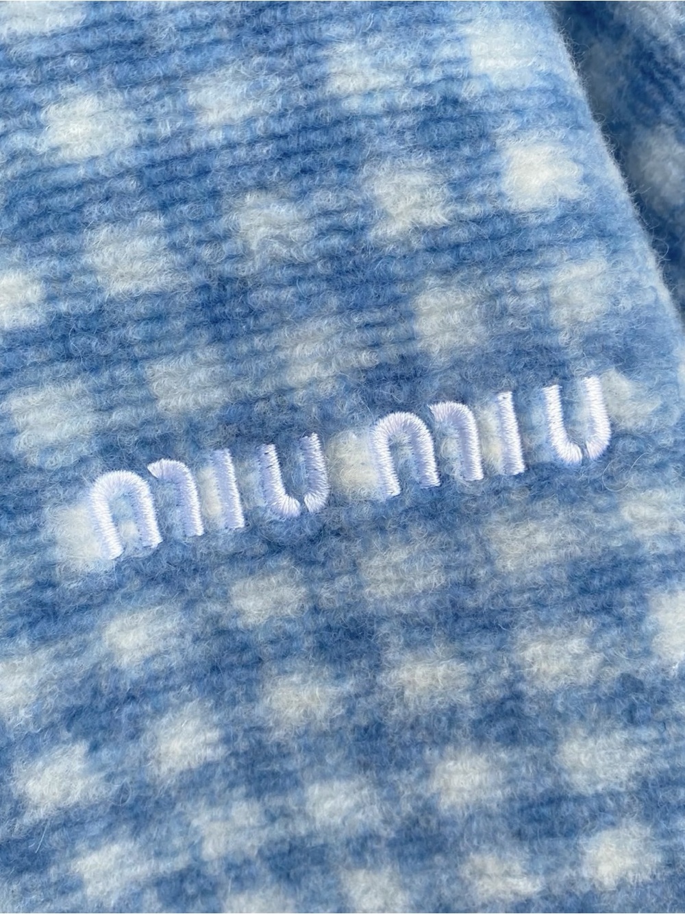 NWOT Miu Miu Blue Gingham Fleece Jacket, Size M - Picture 13 of 15